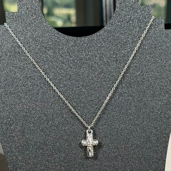 Brighton Silver-Tone Cross Pendant Necklace with Heart Charm - Picture 2 of 7